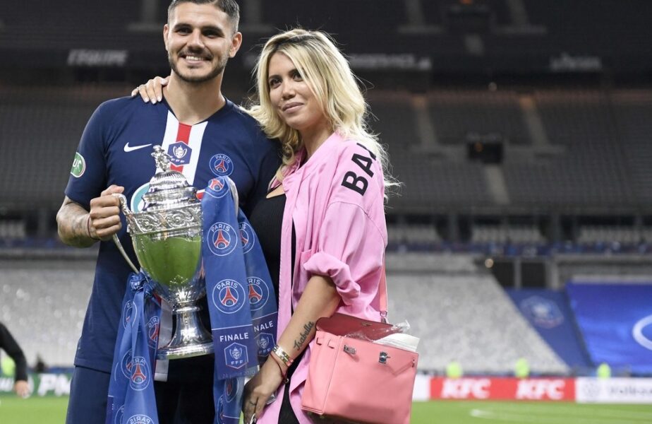 Wanda Nara și Mauro Icardi după ce PSG a câștigat Cupa Franței
