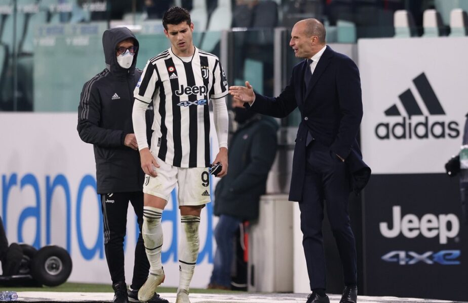 Alvaro Morata şi-a ieşit din minţi după ce a fost schimbat de Allegri în Juventus – Genoa 2-0. Urlete şi îmbrânceli la marginea terenului. Cum a reacţionat antrenorul