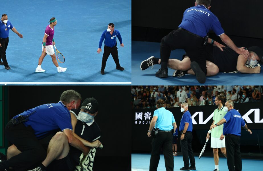 Rafael Nadal – Daniil Medvedev | Incident incredibil la marea finală de la Australian Open 2022. Un bărbat a intrat pe teren și jocul a fost întrerupt