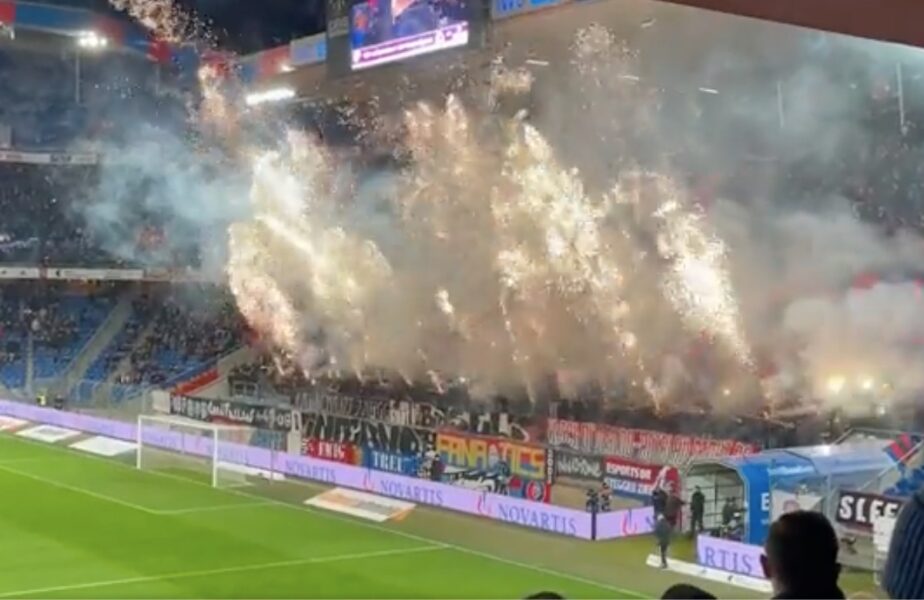 Show total în Elveția, după ridicarea tuturor restricțiilor Covid de pe stadioane! Ultrașii lui FC Basel au pornit focuri de artificii în tribune. Imaginile au ajuns virale