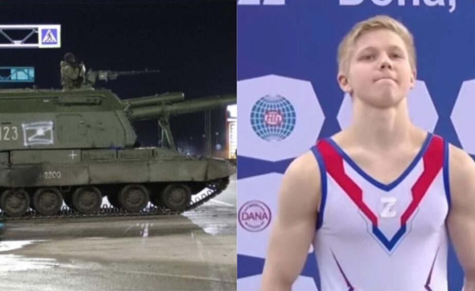 Război în Ucraina | Moment tulburător! Un sportiv din Rusia a venit pe podium cu litera Z pe piept, chiar în fața rivalului din Ucraina! Ce reprezintă semnul Z de pe echipamentul de război al rușilor