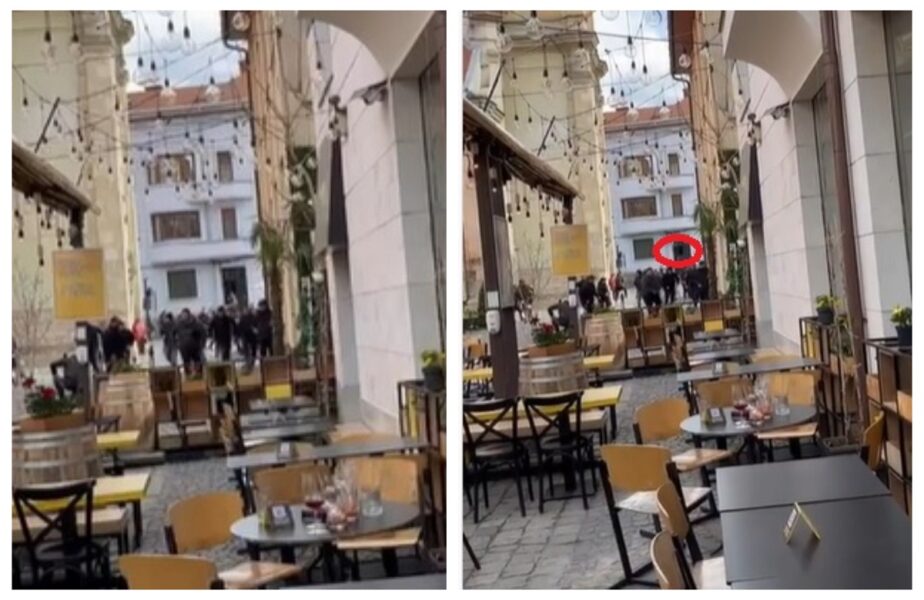 Scandal înainte de CFR Cluj – FCSB. Fanii s-au încăierat în centrul oraşului. Au „zburat” scaune la terasele din Cluj-Napoca