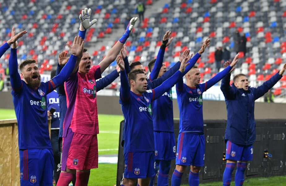 Jucătorii lui CSA Steaua, bucurie la finalul unui meci
