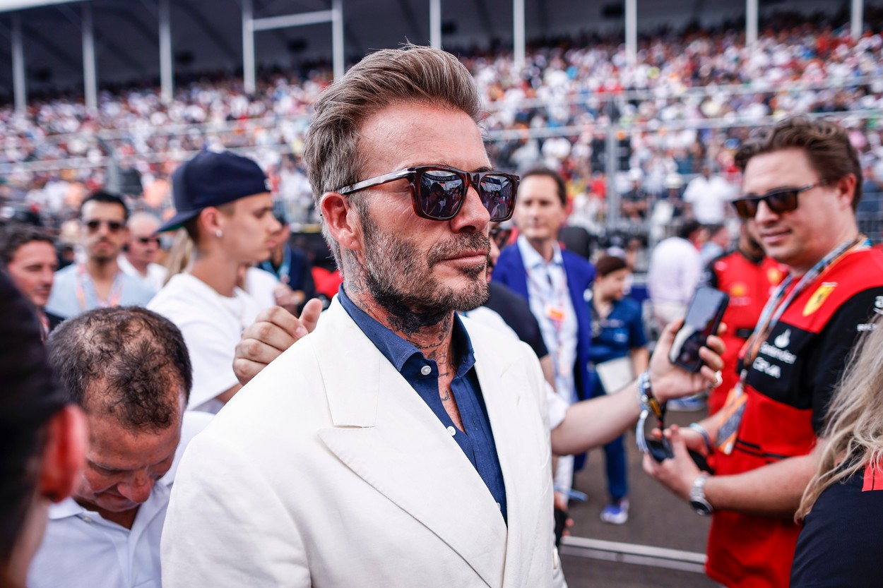 David Beckham, în timpul cursei de Formula 1 de la Miami