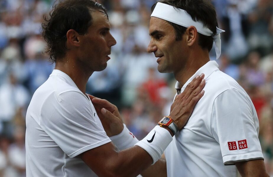 Roger Federer şi Rafael Nadal, la finalul unei partide
