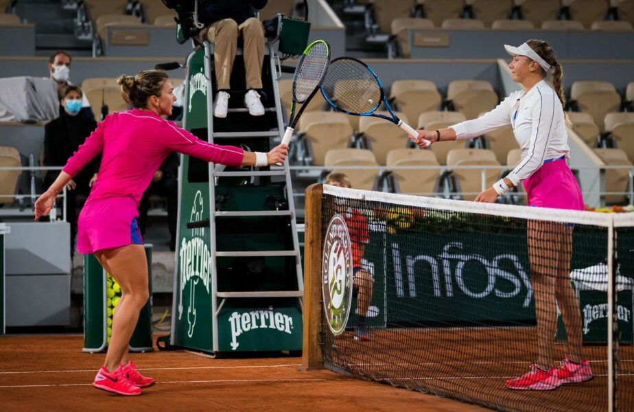 Simona Halep - Amanda Anisimova, în timpul meciului de la Roland Garros 2020