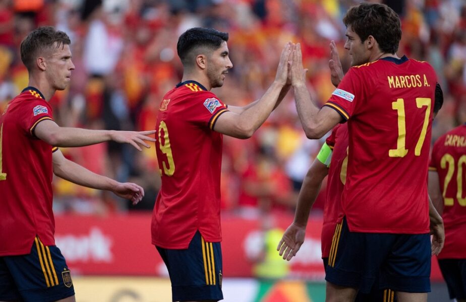 Jucătorii Spaniei, în timpul unui meci