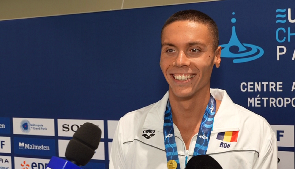 David Popovici a câștigat pentru a treia oară consecutiv dubla europeană la 100 și 200 de metri liber