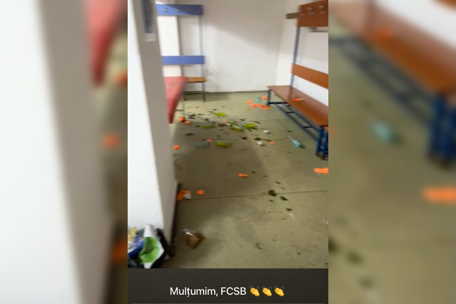 Dezastrul lăsat de jucătorii FCSB în vestiarul de la Bistrița: „Mulțumim!”